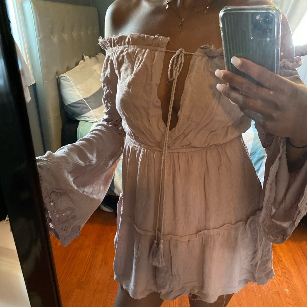 A boho chic off the shoulder dress